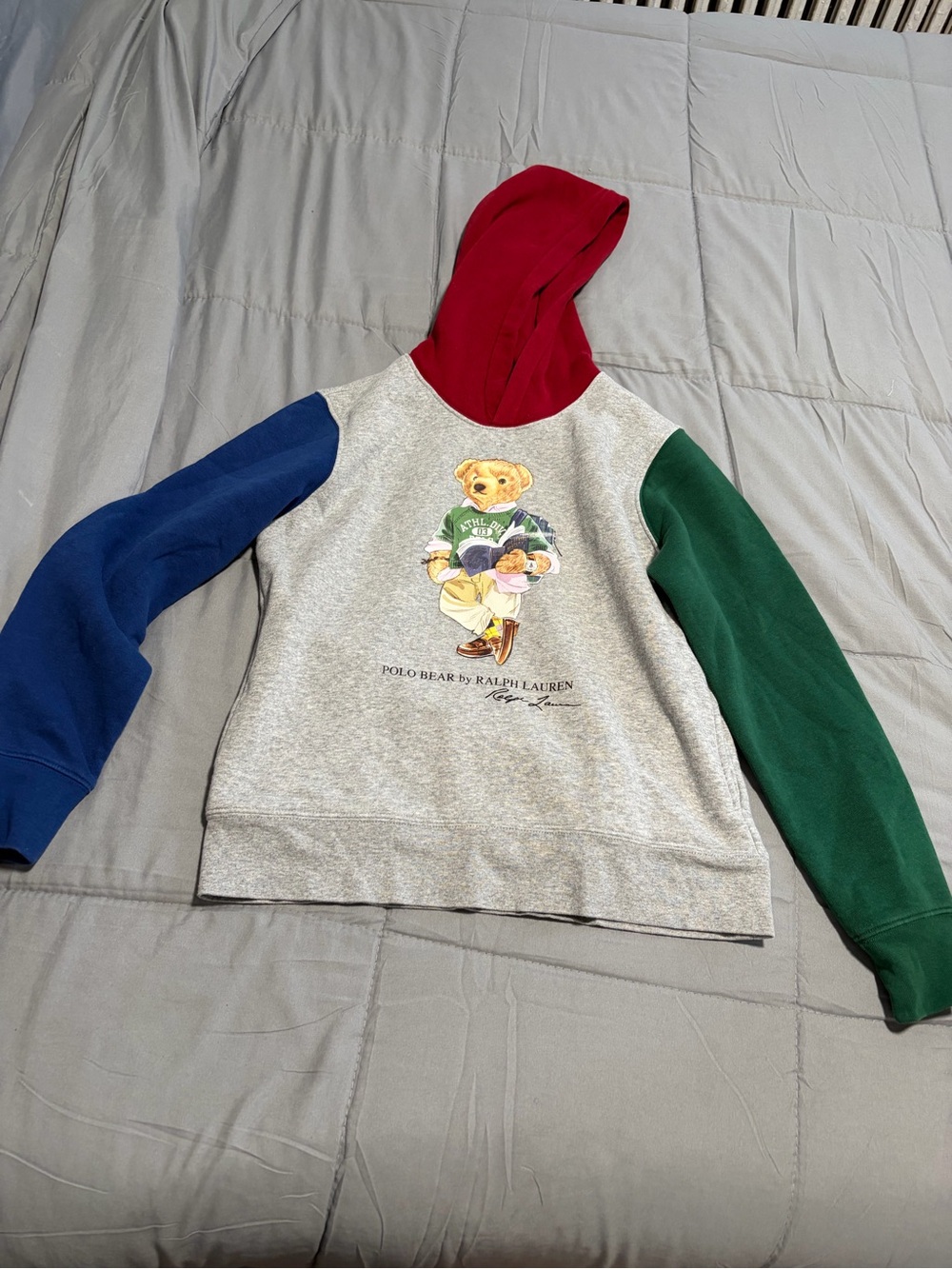 Polo by Ralph Lauren Colorblock Polo Bear Crewneck - Gray/Red/Blue/Green